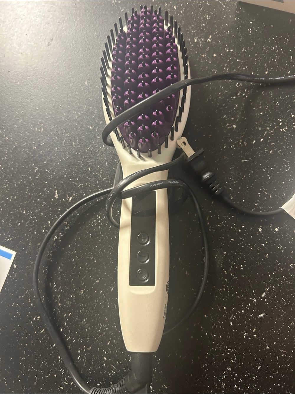 Purple Heated Straightening Brush for Women - Ceramic Paddle Brush